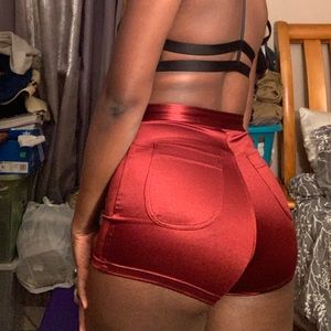 Satin ‘Bringin him home’ Burgundy Shorts
